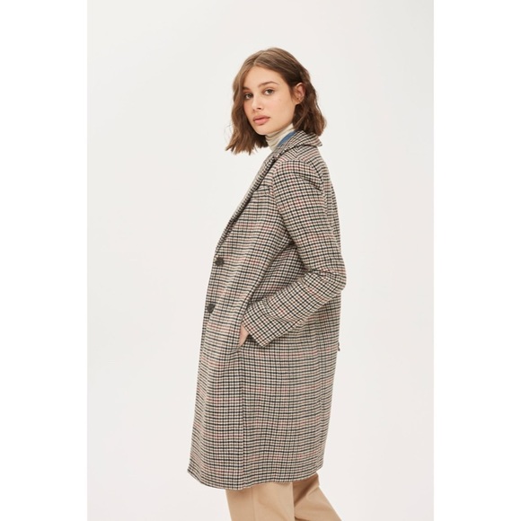 NWT ➡️ TOPSHOP BONDED HERITAGE CHECKED COAT - Picture 6 of 8